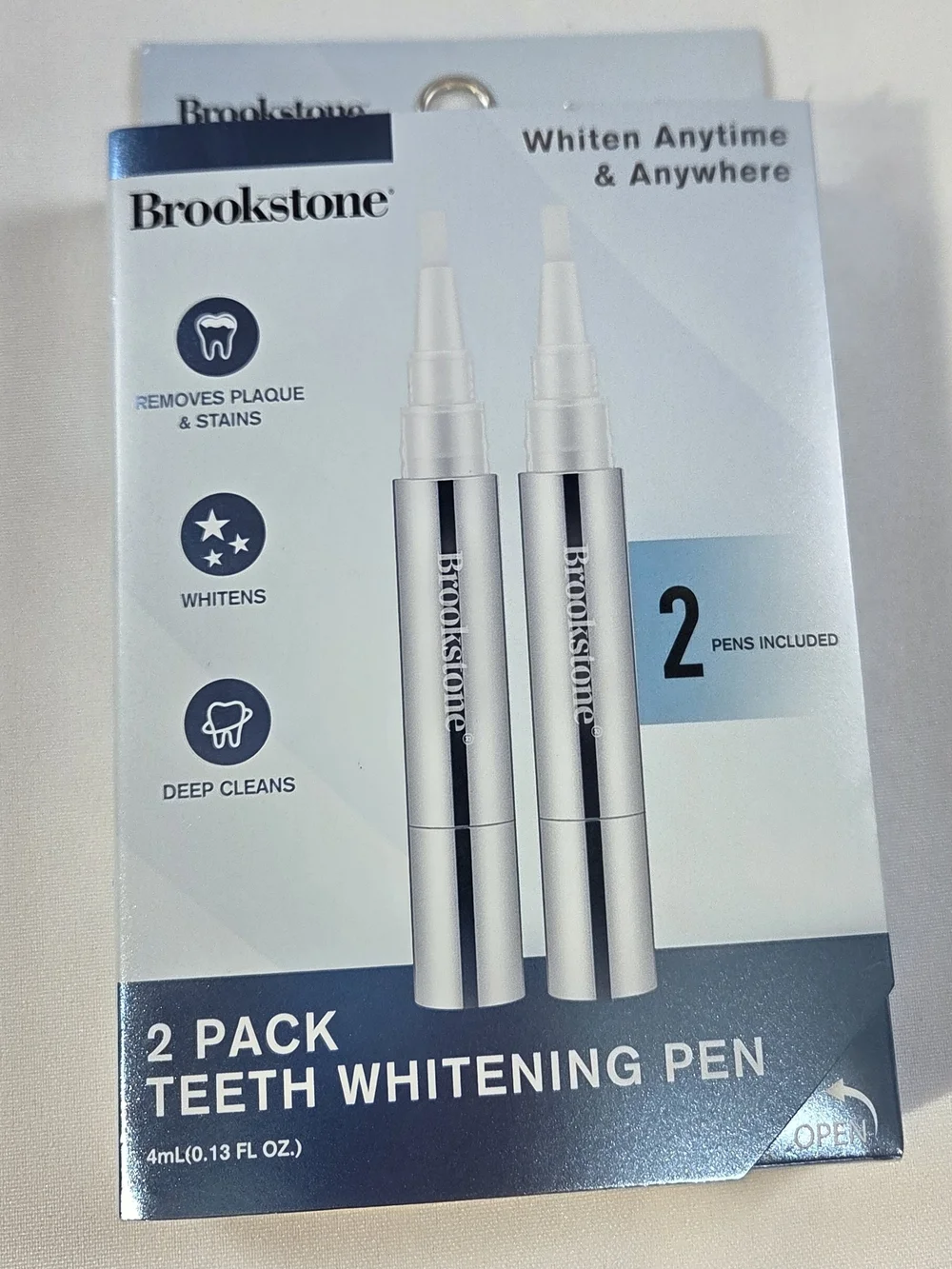 Brookstone 2 Pack Teeth Whitening Pens Mint Flavor On-the-Go Whitener 4mL Each